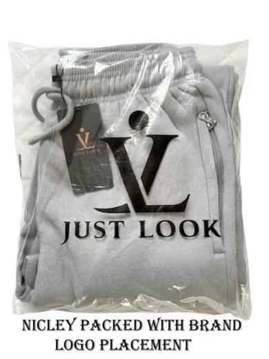 Mens Fleece Jogging Bottoms ZIP Pockets Pants Plain Open Hem Joggers Trouser - Image 2