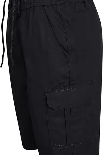 Mens Shorts Cargo Combat Elasticated Waist Multi Pocket Size Plain Lightweight - Image 3