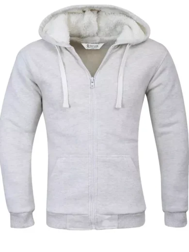 Mens Padded Borg Fleece Lined Full Zip Up Hoodie Sweatshirt Quality Jacket M-3XL - Image 11