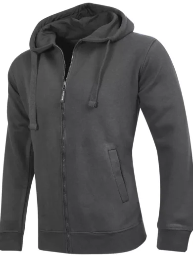 Mens Full-Zip Hooded Fleece Sweatshirt Plain Workwear Casual Jumper SweaterS-3XL - Image 15