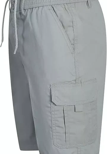 Mens Shorts Cargo Combat Elasticated Waist Multi Pocket Size Plain Lightweight - Image 17