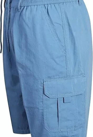 Mens Shorts Cargo Combat Elasticated Waist Multi Pocket Size Plain Lightweight - Image 21