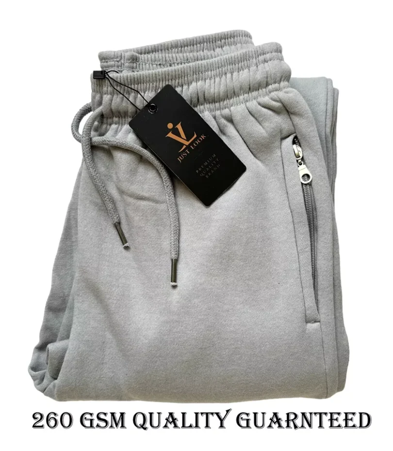 Mens Fleece Jogging Bottoms ZIP Pockets Pants Plain Open Hem Joggers Trouser - Image 3