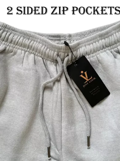 Mens Fleece Jogging Bottoms ZIP Pockets Pants Plain Open Hem Joggers Trouser - Image 4