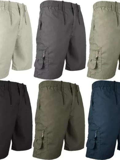 Mens Cargo Shorts Cottonblend Elasticated Cargo Combat Summer Holiday Pants NEW