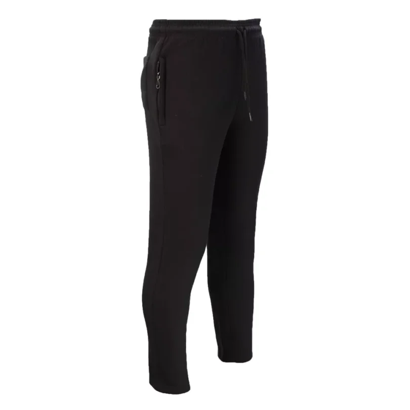 Mens Fleece Jogging Bottoms ZIP Pockets Pants Plain Open Hem Joggers Trouser - Image 6