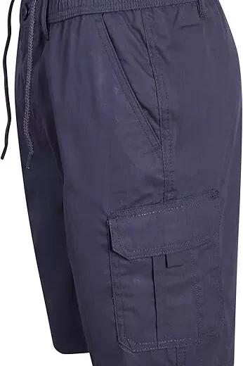 Mens Shorts Cargo Combat Elasticated Waist Multi Pocket Size Plain Lightweight - Image 7