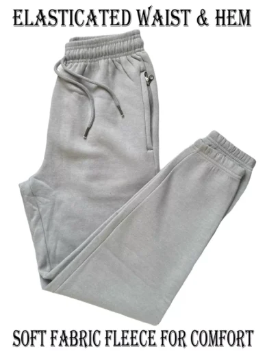 Mens Jogging Bottoms Elasticated Fleece Trouser Gym Jogger Sweatpants Zip Pocket - Image 7