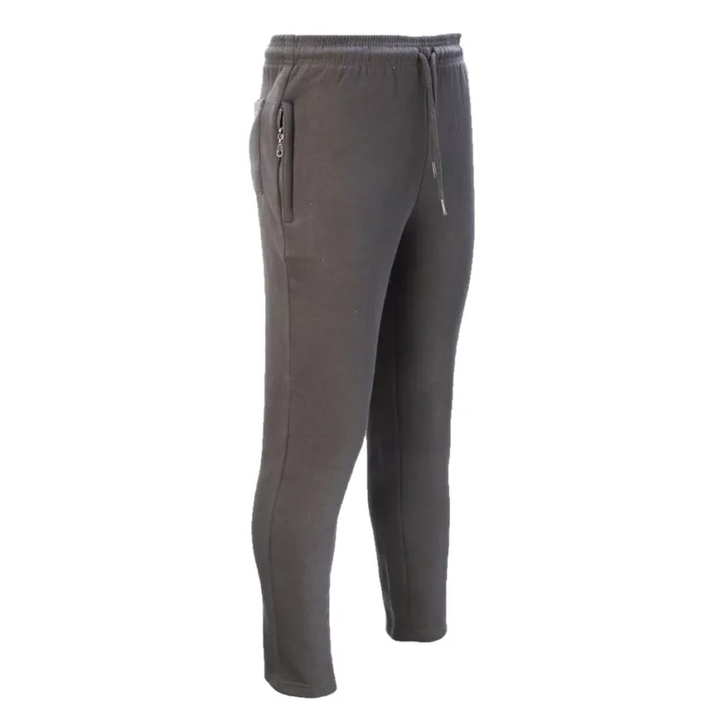 Mens Fleece Jogging Bottoms ZIP Pockets Pants Plain Open Hem Joggers Trouser - Image 8