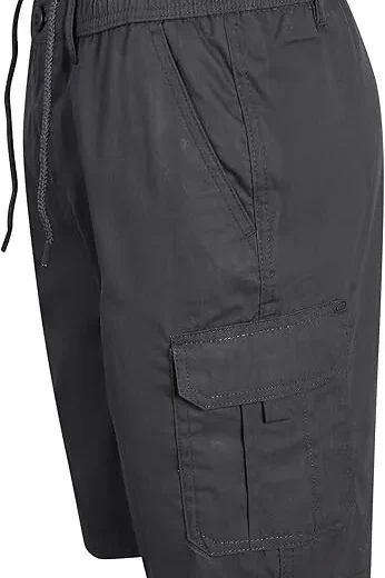 Mens Shorts Cargo Combat Elasticated Waist Multi Pocket Size Plain Lightweight - Image 11
